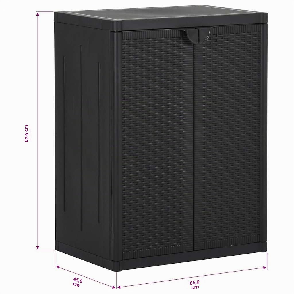 Armoire de rangement jardin Noir 65x45x88 cm PP Rotin