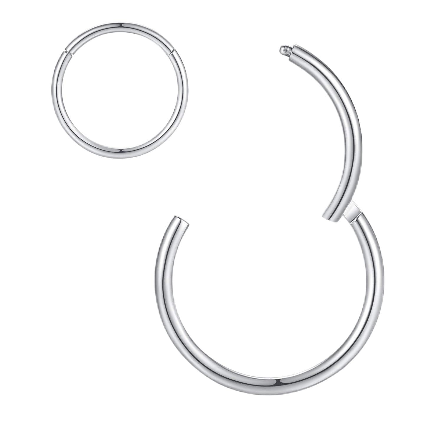 ORANGELOVE Hypoallergenic Nose Rings 20G 18G 16G 14G 12G 10G 8G 316l Surgical Steel Septum Jewelry Hinged Segment Ring Body Piercing Nose Hoop Lip Rings Nose Helix Cartilage Rook Earrings