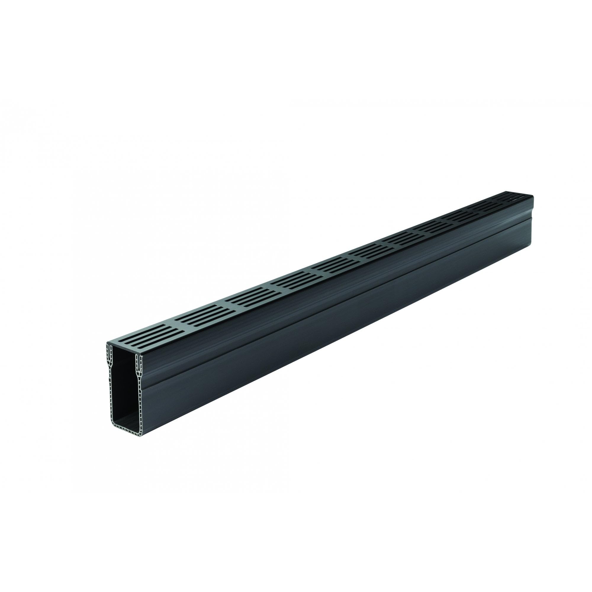 ACO Threshold Drain with Black Aluminium Grating - 1m