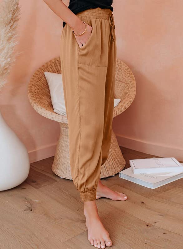 Image of Dokotoo Womens 2026 Soft Casual Drawstring Tie Elastic Waist Loose Jogger Pants with Pockets