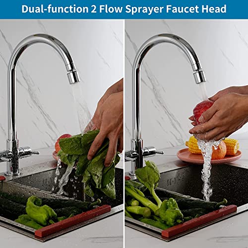 Hibbent FA23F-C Nsf Certified Faucet Aerator, Cupc Certification 360° Twist Kitchen Sink Aerator, Dual-Function 2 Flow Big Angle Sink Sprayer Attachment, Faucet Replacement Part 55/64'' Female Thread thumb #1