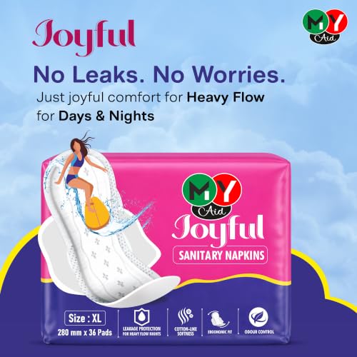 Image of JOYFUL Sanitary Pads for Women - 108 Pieces | Soft, Comfortable, Leak-Proof, Rash-Free & Odour Control Pads