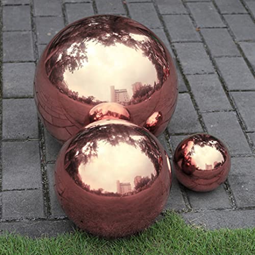 Bola esférica para jardín Xweptuy, juego de 6 esferas de acero inoxidable con espejo pulido 4