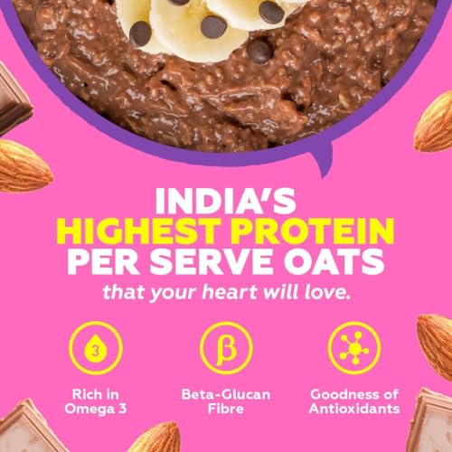 Image of Yogabar Super High Protein Oats Combo| 20g Protein | Choco Almond Oatmeal | Whey and Probiotics | High Absorption | High Fiber Oats for Weight | Dark Chocolate Oats Breakfast Cereal, 1.2 Kg