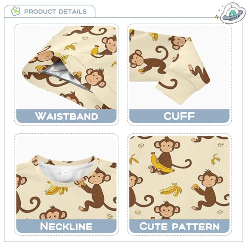 JUNZAN Funny Monkey Bananas Little Boys Hooded Sweatshirt Fleece Hoodies for Girls Athletic 4T3