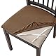 HOMECOVER Esszimmerstuhl Sitzbezüge 4er Set,Stretch Jacquard Stuhlbezug Sitzfläche Abnehmbar Waschbarer Für Esszimmer Küche Bürostühle Hotel-braun-4er Set