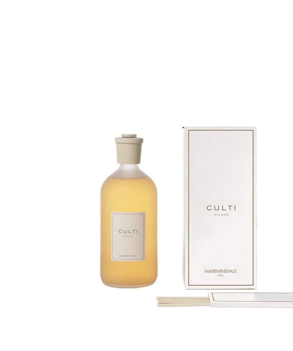 Culti Diffuseur de parfum en bâtonnets Style Milano Parfum maréminéral, à la moelle, accord marin, musc minéral 1000 ml - Durée de vie de 3 mois : 10 à 20 m²