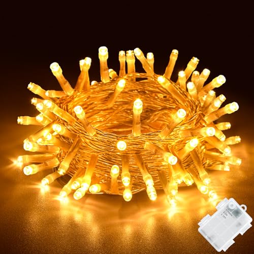 Lichterkette Batterie Außen Gcstnn 2M 20LED Micro Lichterketten IP65 Wasserdichte Kupferdraht Lichterkette mit Timer für Zimmer Garten Krüge Flaschen Weihnachten Halloween In/Außen Deko DIY (Warmweiß)