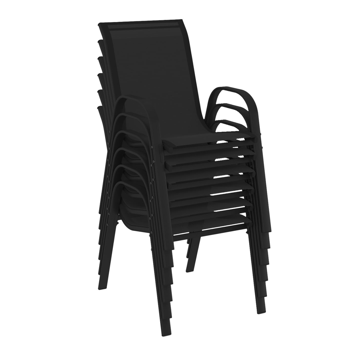 Set di 6 sedie impilabili LYMA in metallo e textilene nero