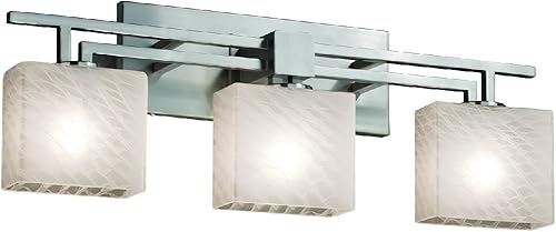 Diseño grupo de la Justicia fsn-870355-weve-led32100Fusion 26" Aero 3luz LED vani,, Plateado, FSN-8703-55-WEVE-NCKL-LED3-2100, 27watts, 120 volts