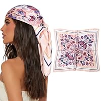 SECRET AROMA Foulard en soie pour femme, carré imprimé, bandana, foulard en satin, foulard en soie pour femme