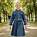 Girls Denim Jacket and Skirt Outfit Set, Fashionable Two Piece Jean Clothes with Belted Frayed Hem for Stylish Fall Wear (Blue,14-15Y(160cm))