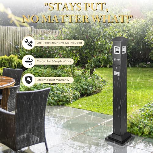 Image of Commercial Outdoor Waste Receptacle, 47.6 inch Stainless Steel, Lockable | Vertical Trash Can Ash Bin,4-sided Entry, Butts Receptacle, weather-resistant, for patios hotels offices sidewalks