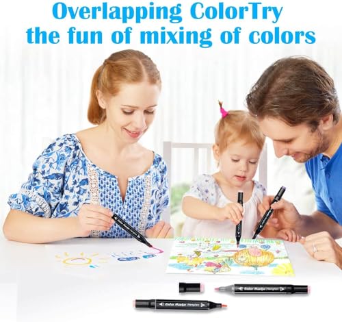 Image of KAVANA 48 Colors Acrylic Markers Set, Sketch Pen for Drawing Dual Tip Artist Art Marker Vibrant Colors Set For Coloring Sketching Drawing Painting,Twin Head Permanent Sketch Markers Pen With Case