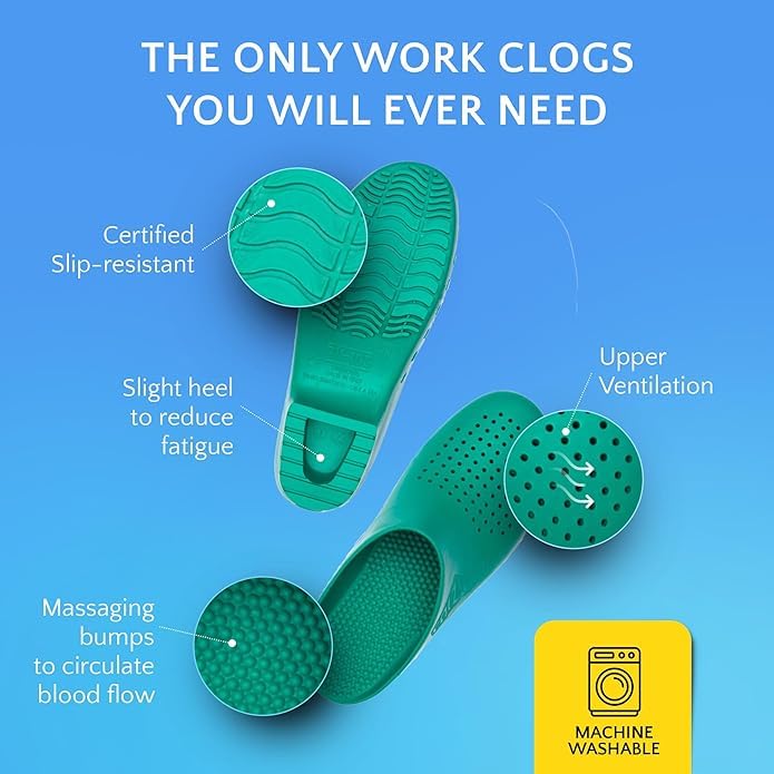 Image of CALZURO Classic Work Clogs with Holes - Unisex Work Clogs for Women and Men - Non Slip Shoes - Autoclavable Rubber Kitchen Shoes and Nursing Clogs