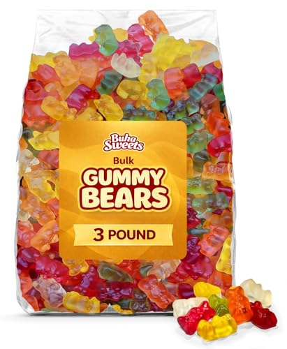 Bulk Gummy Bears 3 Pound Bag – Soft, Chewy Gummy Candy in Assorted Fruity Flavors and Colors, Perfect for Parties, Snacks, Candy Buffets, and Treat Bags