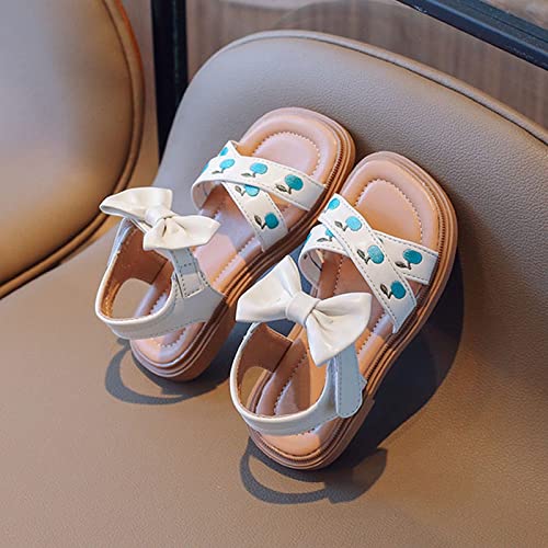 Toddler Kids Girl Open-toe Casual Sandal Low Heel Hook & Loop Embroidered Bow Soft Sole Party Dress Shoes3