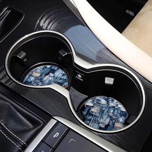 Portavasos para auto Azul con diseño a cuadros 2 piezas miniatura 7