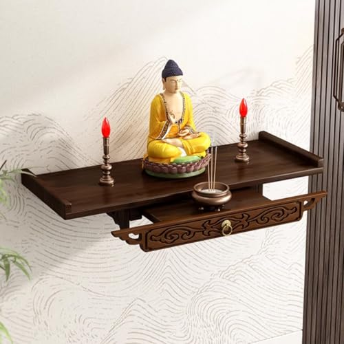 Mesa de altar de pared de 66 cm para proteger y elevar sus figuras budistas