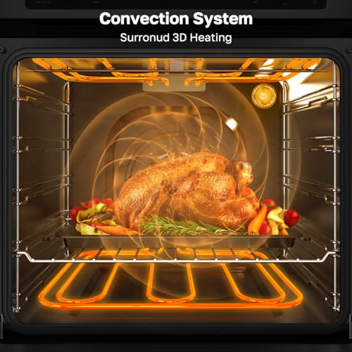 Image of 24 Inch Electric Wall Oven, ETL Certified, ThermoMate Built-in Oven with 2.6 Cu.ft Capacity, 9 Working Functions, Sensor Touch Control, Anti-Mistouch Knob, Stainless Steel