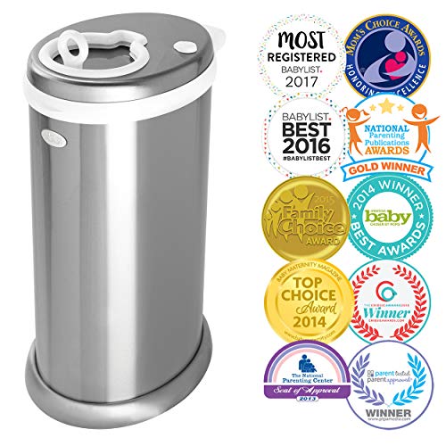 Image of Ubbi Steel Diaper Pail, Odor Locking, No Special Bag Required, Award-Winning, Registry Must-Have, Chrome