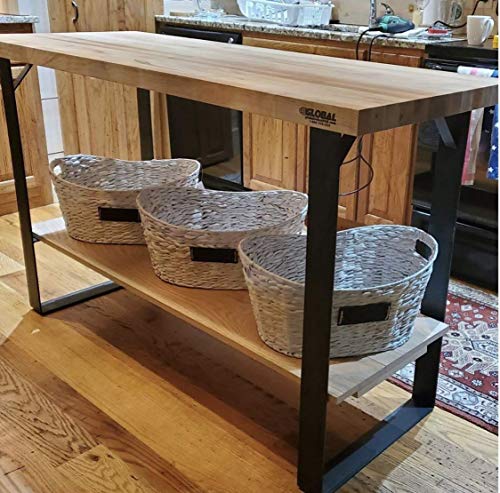 Square Legs With Middle Shelf (Single Leg) (2" Wide - 1/4" Thick Metal) Table Legs, Bench Legs, Industrial Modern, Diy #TOP2