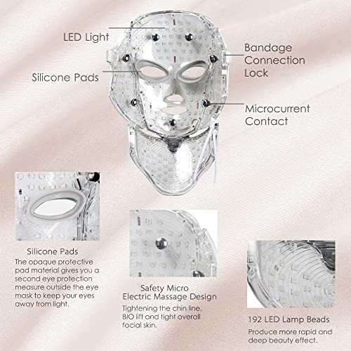 Ugwuia Led Face Mask Light Therapy 7 Color Led Light Therapy Facial Mask Blue Red Light Therapy For Face Acne Reduction Skin Care Mask #TOP3