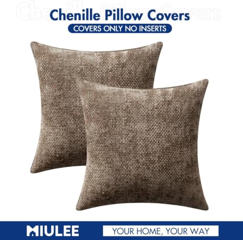 Image of MIULEE Decorative Brown Euro Sham Pillow Covers 26x26 Inch 2 Pack