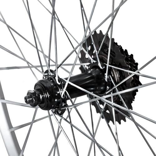 HILAND 28 Zoll Fahrrad Hinterrad mit 7 Fach Freilauf für Mountainbike MTB Silber Aluminium