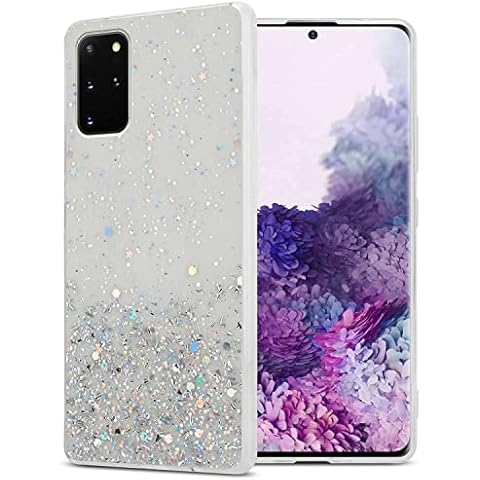 cadorabo Case compatible with Samsung Galaxy S20 PLUS in Transparent with Glitter - Protective TPU silicone cover with sparkling glitter - Ultra Slim Back Cover Case Cover