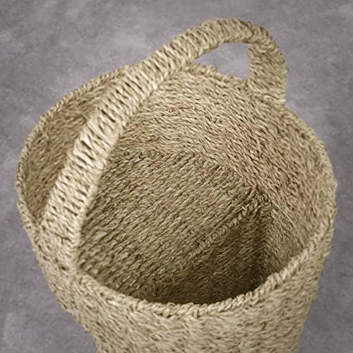 Woodluv Seagrass Stair Basket/Step Storage Basket with Handle, Large, Natural
