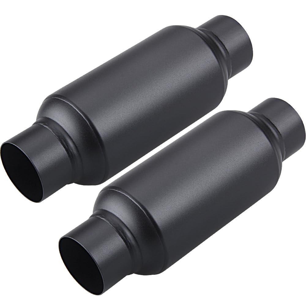 lcgp 2 pack 2.5in inlet & 2.5in outlet, universal resonator, 11.5'' overall length stainless steel muffler/weld on