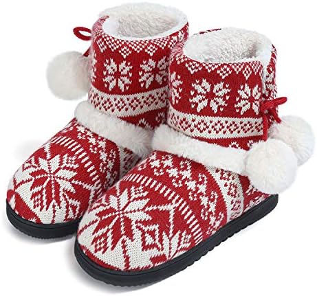 ChicNChic Women Cozy Plush Fleece Bootie Slippers Winter Indoor Outdoor House Shoes (6-6.5 B(M) US, Navy Blue)
