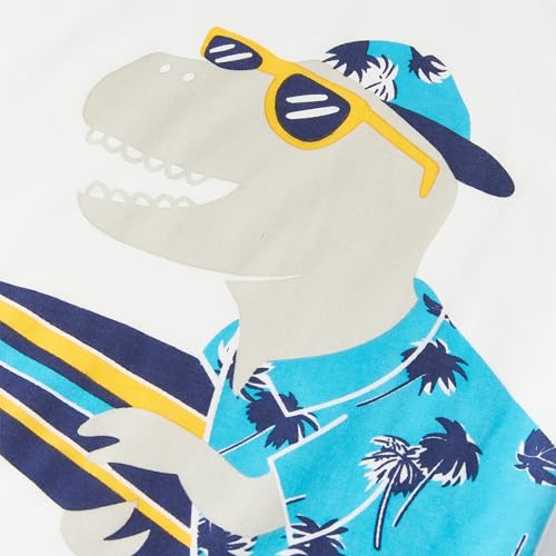 Image of LMYOVE Toddler Boy Short Set Little Boy Clothes Casual CrewNeck Short Sleeve T-Shirt and Short Sets Summer Beach Outfits(3T Skateboarding Dinosaur
