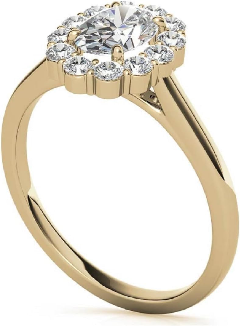 1CT-3CT Oval Cut Bridal Ring Halo Moissanite Anniversary Ring for Women Promise Gifts for Her 925 Silver/10K/14K/18K Gold