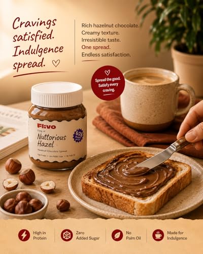 Image of Flivo Chocolate Hazelnut Spread 250g | No Palm Oil | No Added Sugar | Naturally Sweetened with Monk Fruit | 62g High Protein Snack Spread | No Stabilizers |