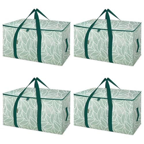 Image of BALEINE 4-Pack Oversized Moving Bags with Reinforced Handles, Heavy-Duty Storage Tote for Clothes, Moving Supplies (Antique Folidage, 4-Pack)