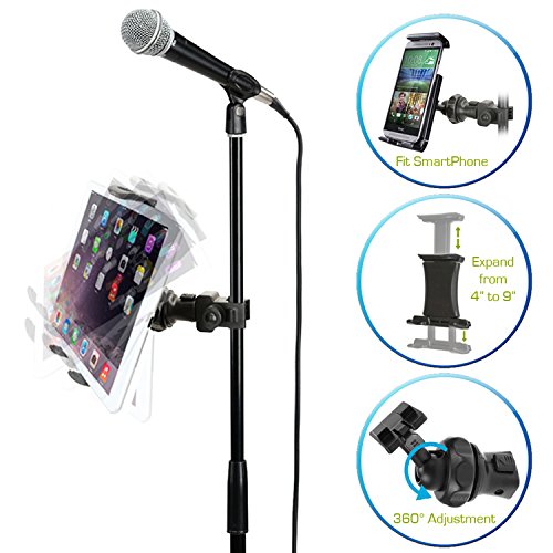 Accessory Basics Easyadjust Cymbal Microphone Mic Stand Tablet Mount For Most Tablets & Large Size Cell Phones Smartphone (Zoom Compatible) #TOP1