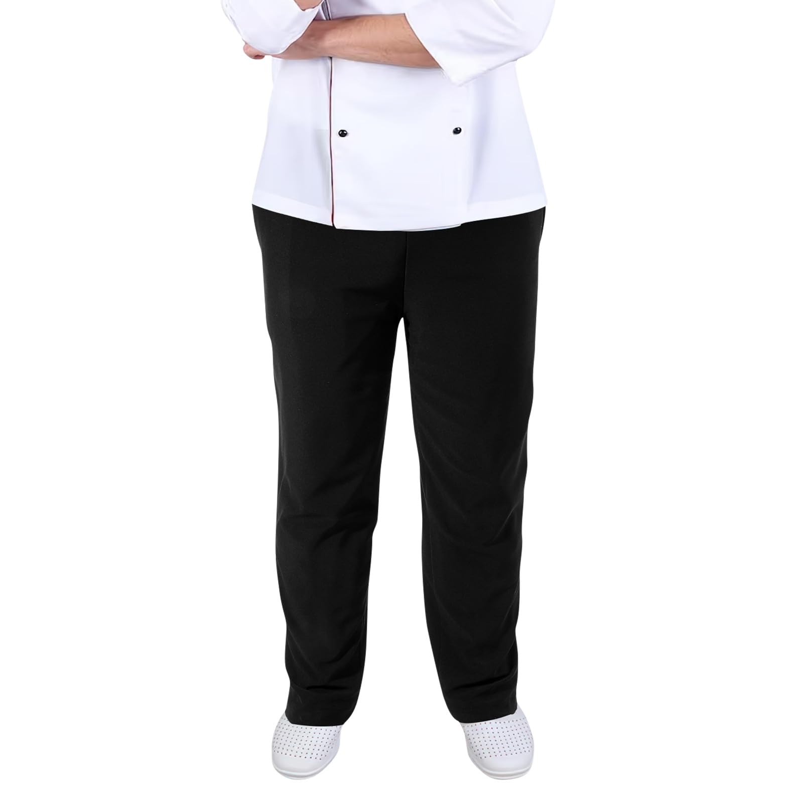 Adorainbow Pantalon Cuisine Noir pour Chef en Polyester-Coton Respirant et Facile à Laver, pour Hôtel et Restaurant, Taille M Confortable et Résistante