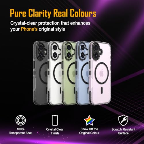 Image of Zapcase Crystal Clear Back case for iPhone 17 | Hard PC Back | TPU Bumper with Inner Rubber Grip | Metal Camera Guard Bezel | Metal Buttons | Scratch Resistant Cover | 2 Layer Edge Protection | Black