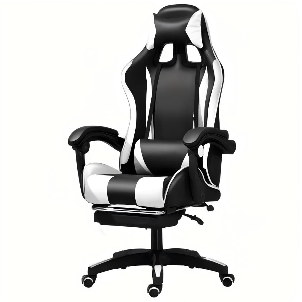 Sinlikon - Sillas de oficina ergonómicas, transpirables, sillas de oficina, altura regulable con soporte de brazo, cojín,ruleta (estilo G-blanco)