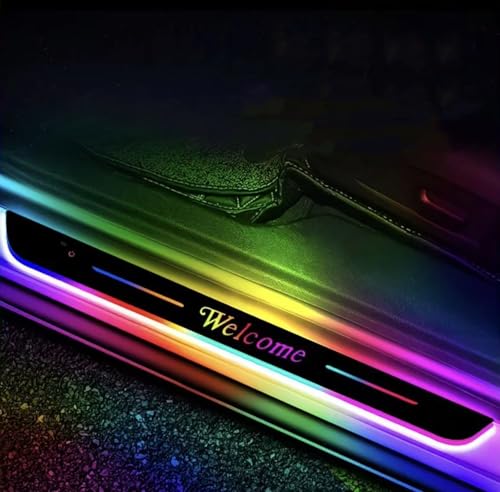 LED Door Sills Lights for Car Magnetic Customizable Led Car Threshold Lights with Logo Text Auto-Sensing Welcome Lights for Car 7 Colors/28 Modes Led Car Door Lights No Installation Required