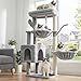 Heybly Arbol Rascador para Gatos, Arbol Gato de 100 cm de Altura con Plataforma Grande, Cueva, 2 Hamacas, Juguetes y Árbol para Trepar con Rascador, Gris Claro HCT006SW