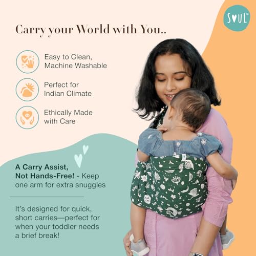 Image of Soulslings Imbu Buckle Hip Sling Baby Carrier -100% Cotton - Forest | Baby Toddler Carrier | Baby Sling Carrier | Lightweight Sling Baby Carrier for Babies & Toddlers | Adjustable for 6 - 30 Months (Upto 20kg)