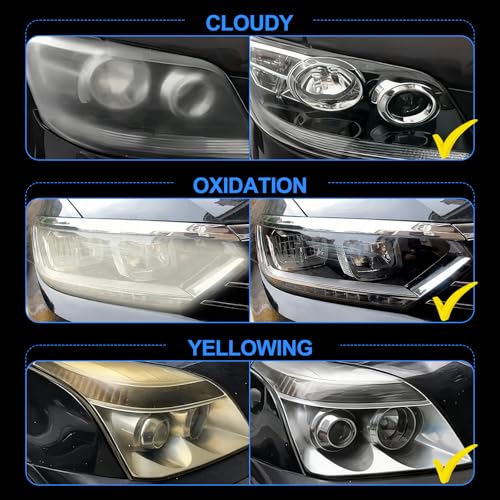 CUTEBEY Advanced Car Headlight Restoration Kit: Ceramic Headlight Cleaner and Restorer Kit for Automotive Erase Yellowing & Oxidation - Car Light Cleaner Headlight Kit - Covers 4-5 Vehicle Treatments by CUTEBEY - Image 4