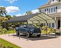 Greesum 12x20FT Metal Carport with Heavy Duty Frame and Galvanized Steel Roof, Round Carports with Side Support Rods, Canopy Shelter for Car, Pickup Trucks, Boats and Tractors, Party, Gray