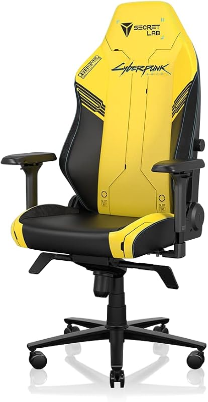 Secretlab Titan Evo Cyberpunk 2077 Gaming Chair Regular Leatherette Yellow | Ergonomic, Lumbar Support, High Back, Reclining, Magnetic Head Pillow, Standard (285 lbs), 4D Armrests, Height Adjustable