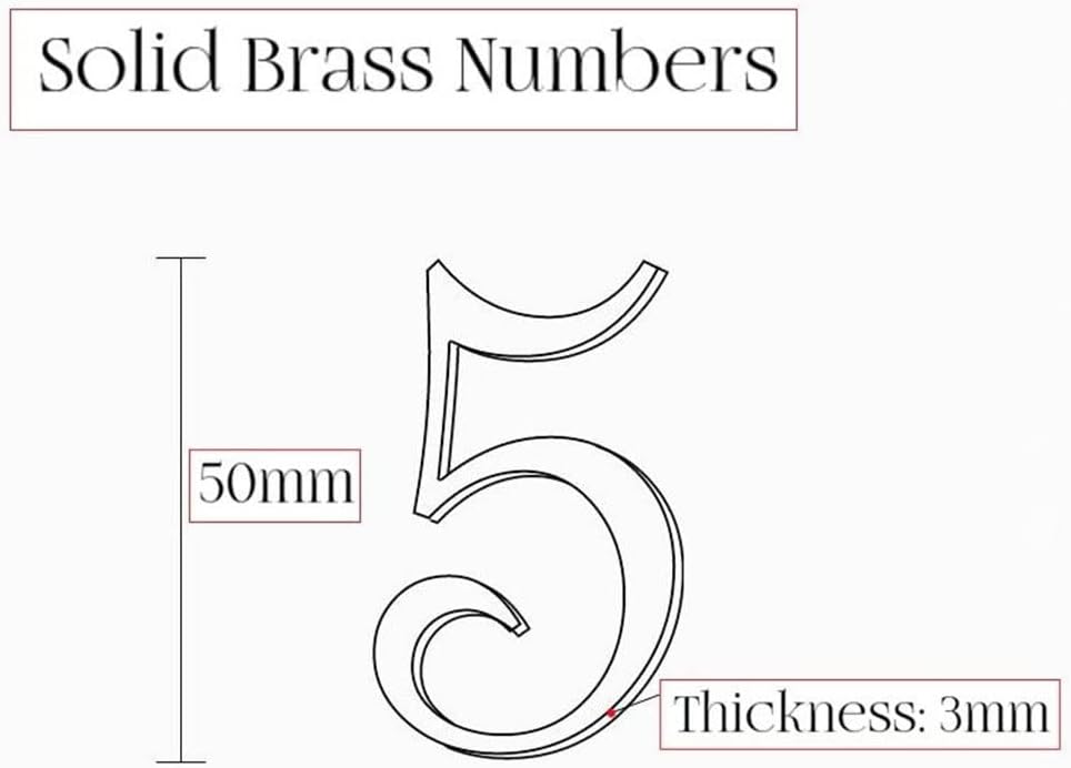 1pcs Brass House Numbers Stickers, for Apartment Metal Self Adhesive Doorplate Door Plaque Number Mailbox Address Street Signs (Color : Number 2)