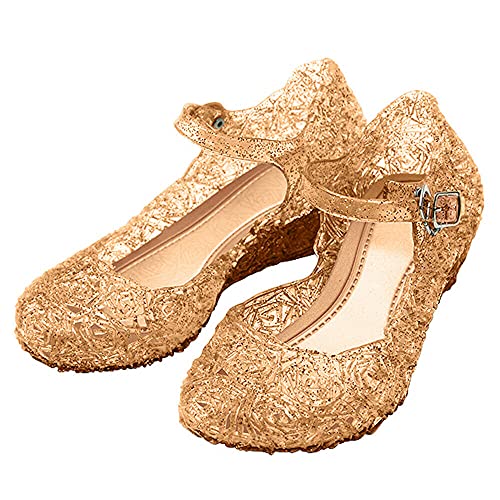 Katara-Zapatos De Princesa Elsa Frozen Con Cuña Disfraz Niña, color dorado, EU 28 (Tamaño...