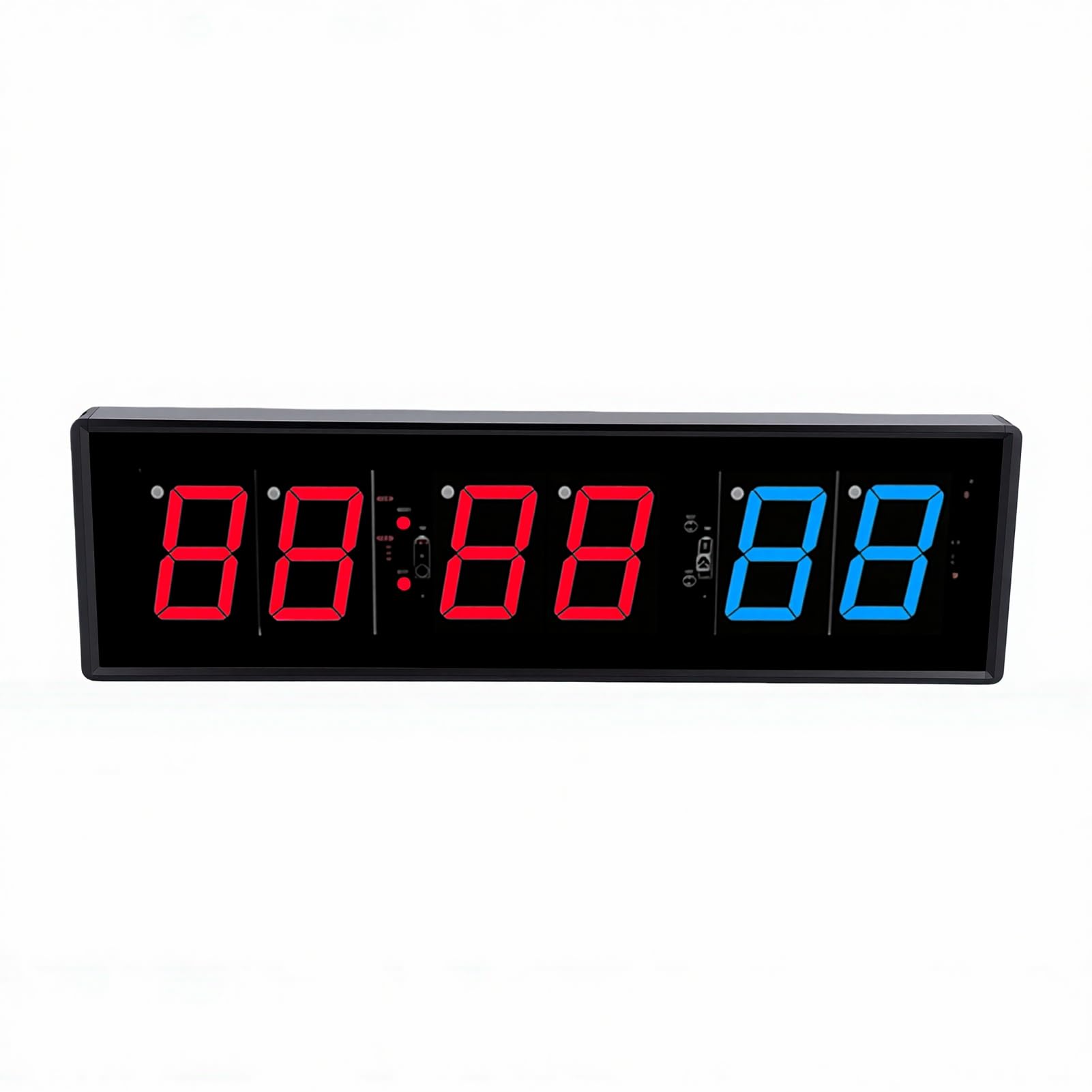 AMONIDA Minuterie de Salle de Sport, Horloge à Intervalles LED avec Télécommande, Programmes Prédéfinis Personnalisés Tabata FGB, Compte à Rebours 12/24 Heures, Chronomètre, Table Murale en Alliage
